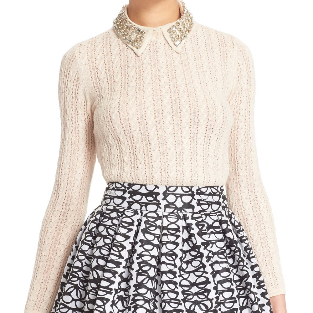 Alice + Olivia Embellished Collar Sweater